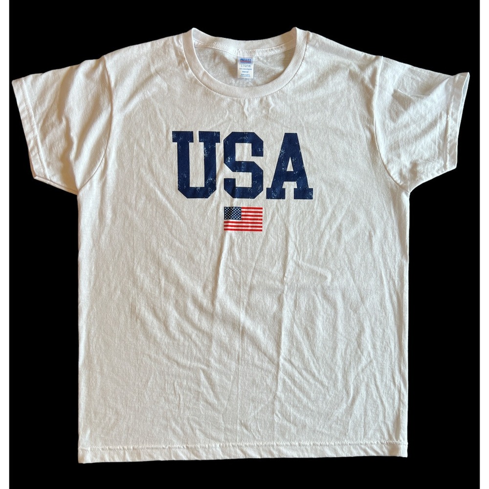 Made in USA Graphic Tee American Flag Cotton Shirt Youth L‎ Adult S